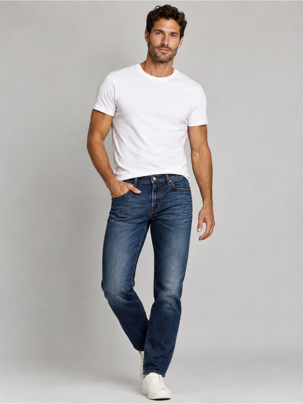 Ag Adriano Goldschmied Straight Leg Jeans in Dark Blue Wash